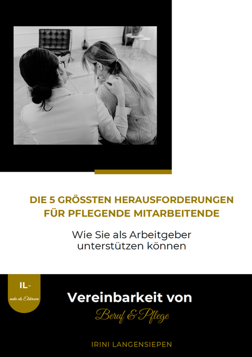 Leitfaden-Cover: Die 5 größten Herausforderungen pflegender Mitarbeitenden